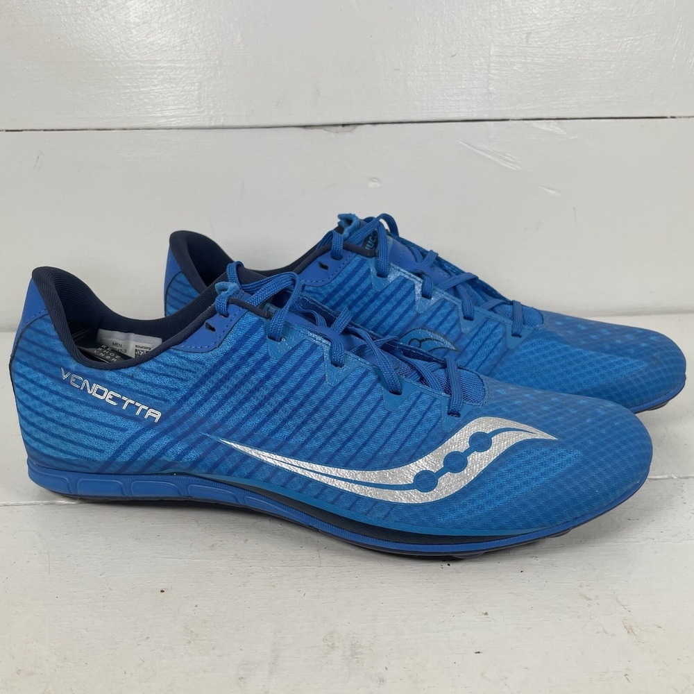 Saucony Vendetta Racing Shoes US Size 13 Cleats Blue S29047-3 Silver Running